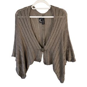 Cecile Benac Hand Knit Elegant Shrug Open front Cardigan Size L Cottagecore